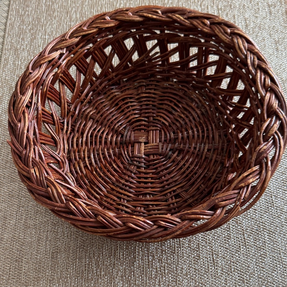 Vintage Brown Wicker Woven Basket